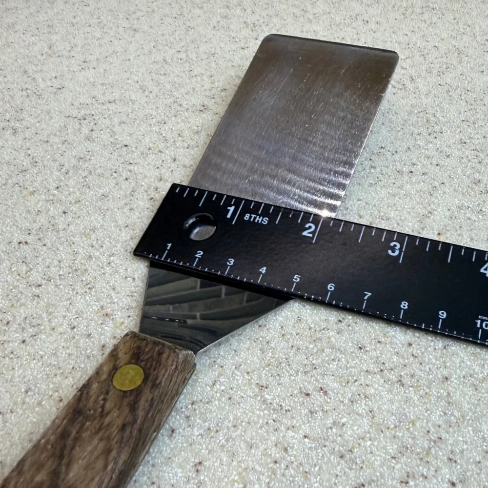 VTG Robinson Knife Co Stainless Steel Short Spatula Turner Wood Handle USA 9.75